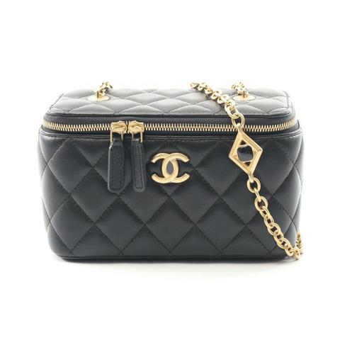 香奈兒 (CHANEL) 絎縫鏈條斜背包 AP3258 羊皮黑色金色五金