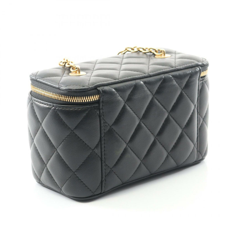 香奈兒 (CHANEL) 絎縫鏈條斜背包 AP3258 羊皮黑色金色五金-1