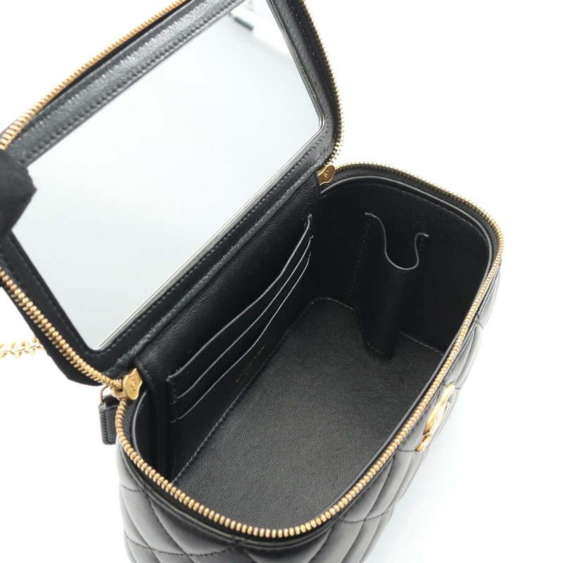 香奈兒 (CHANEL) 絎縫鏈條斜背包 AP3258 羊皮黑色金色五金-2