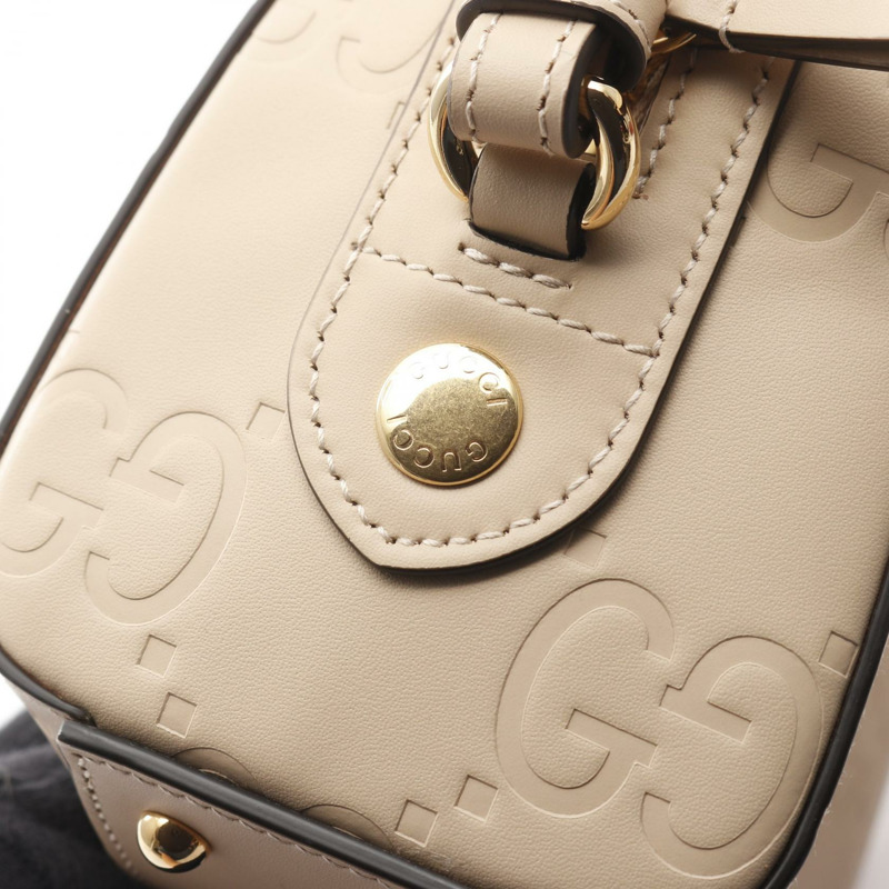 GUCCI GG 超迷你肩斜背包 790130 皮革 米色 二手 女士-6