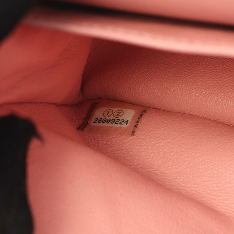 香奈兒 (CHANEL) Matelasse W 翻蓋肩背包,粉紅色,二手,女士,金色五金,CC-4