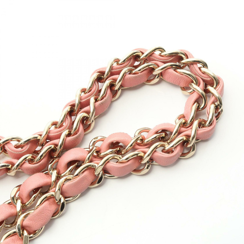 香奈兒 (CHANEL) Matelasse W 翻蓋肩背包,粉紅色,二手,女士,金色五金,CC-9