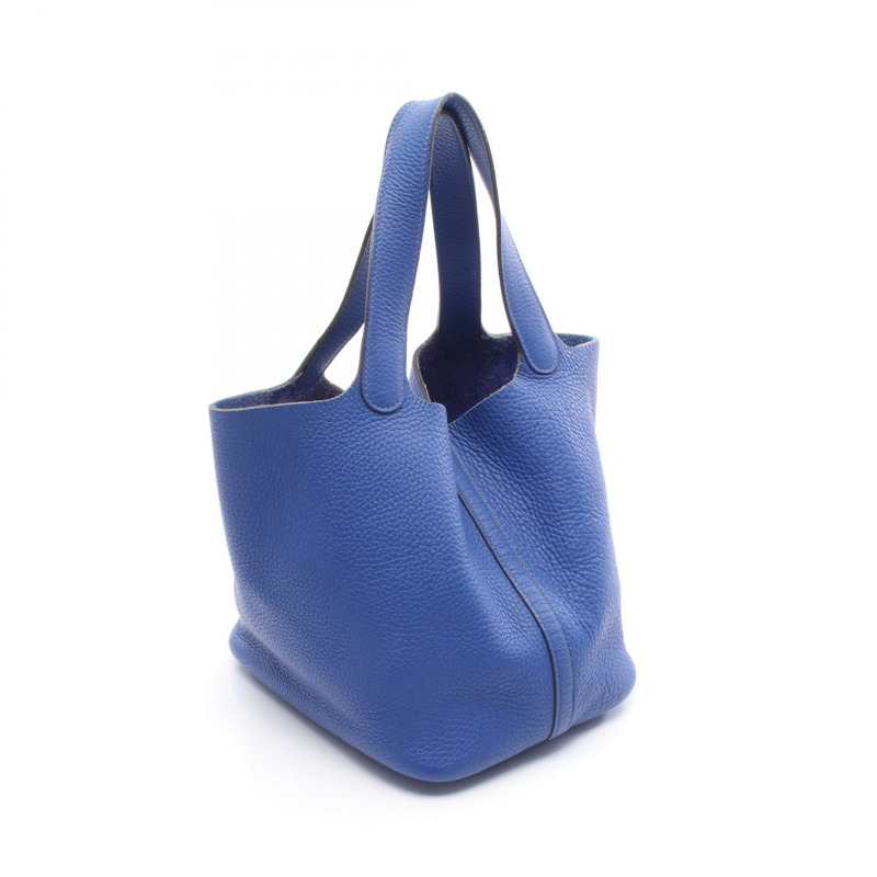 愛馬仕 Picotin Lock MM 手提包，Clemence 皮革，電光藍，二手，女士款，O SHW-1