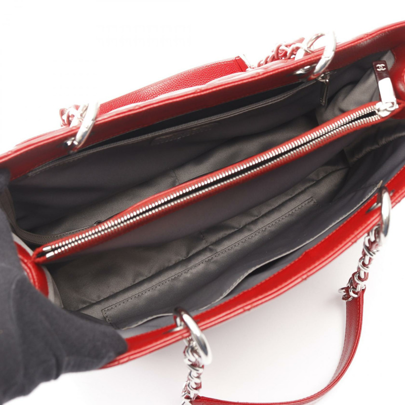 香奈兒 (CHANEL) Matelasse Grand Shopping GST 手提鏈條肩背包,紅色,皮革材質,二手,金色五金-2