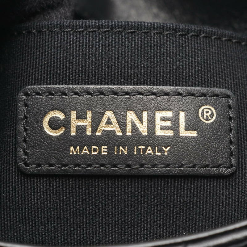 香奈兒迷你絎縫鏈條斜背包 AS3205 羊皮黑色二手 CC-3