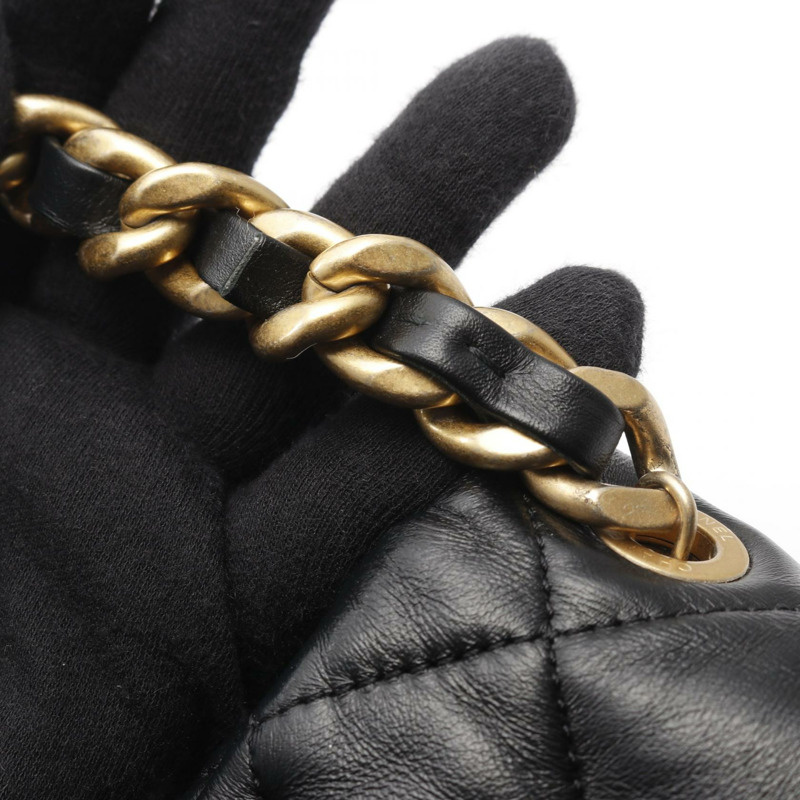 香奈兒迷你絎縫鏈條斜背包 AS3205 羊皮黑色二手 CC-7