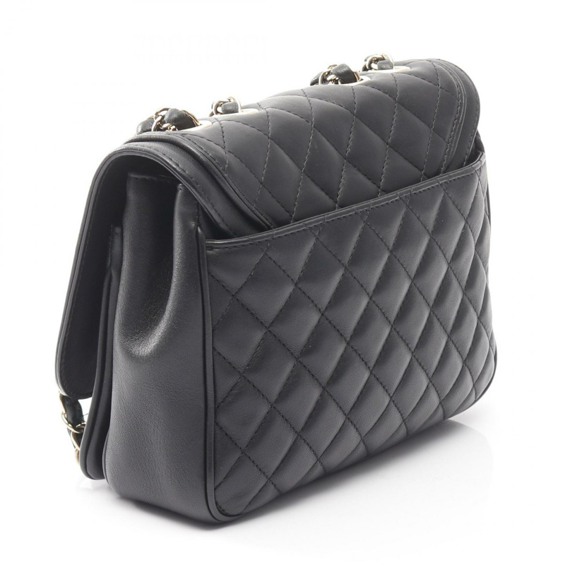 香奈兒 (CHANEL) Matelasse 鏈條肩背包 A57896 羊皮黑 二手 金五金-1