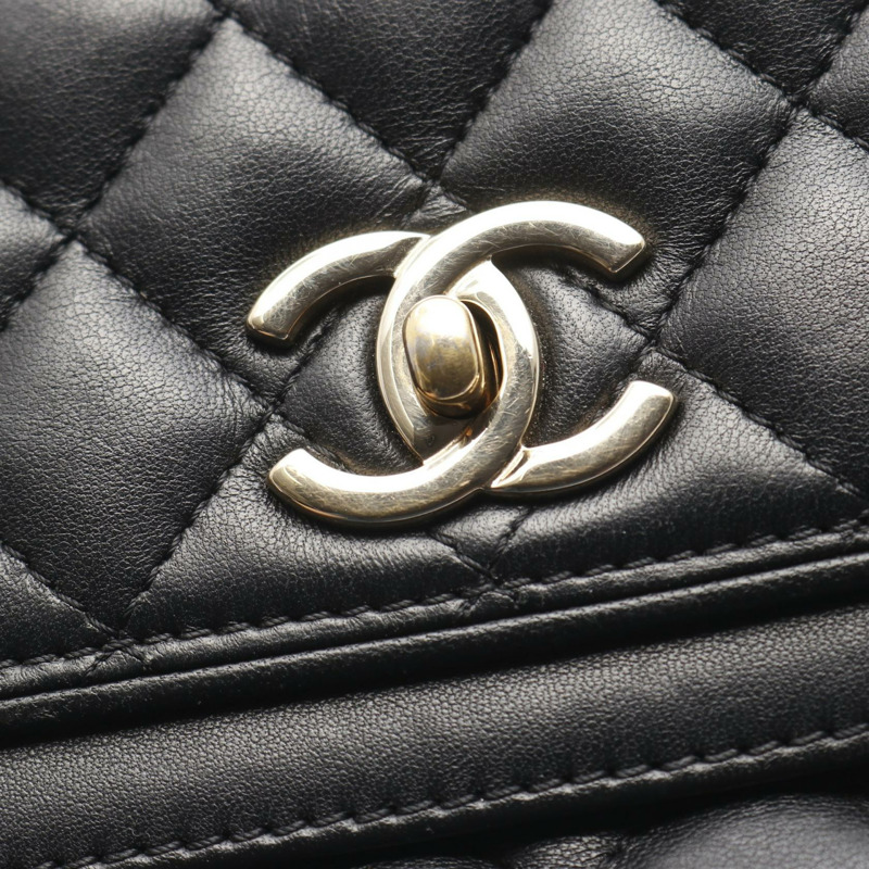 香奈兒 (CHANEL) Matelasse 鏈條肩背包 A57896 羊皮黑 二手 金五金-6