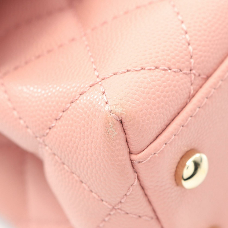 香奈兒 Coco XXS 手提包,頂部手柄鏈條肩背包,粉紅色小牛皮,二手,金色五金-5