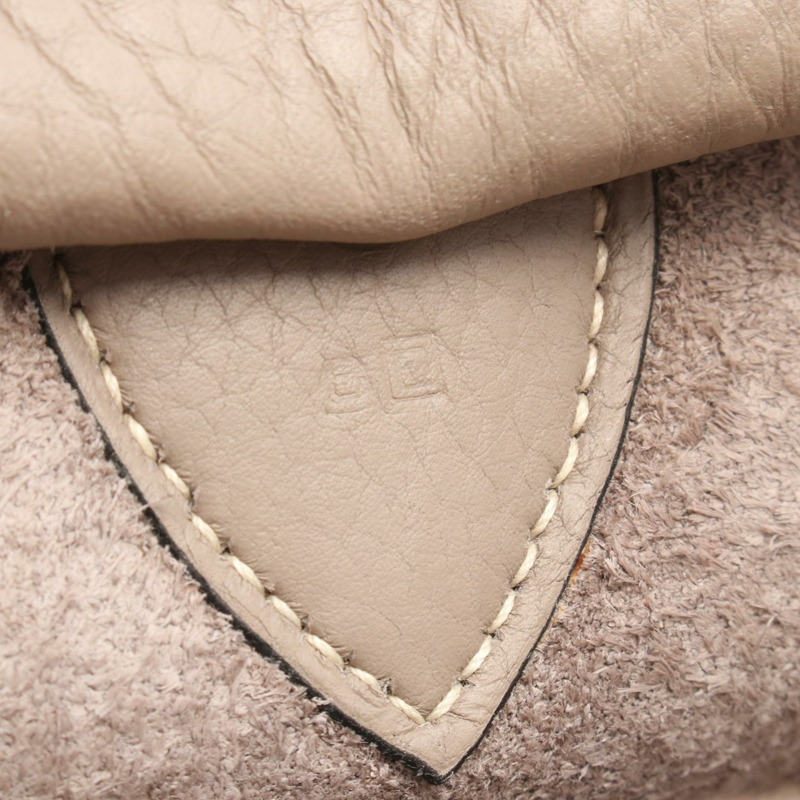 愛馬仕 Cabas35 單肩托特包,峽灣皮革,米色,灰棕色,二手,帶五金件。-4