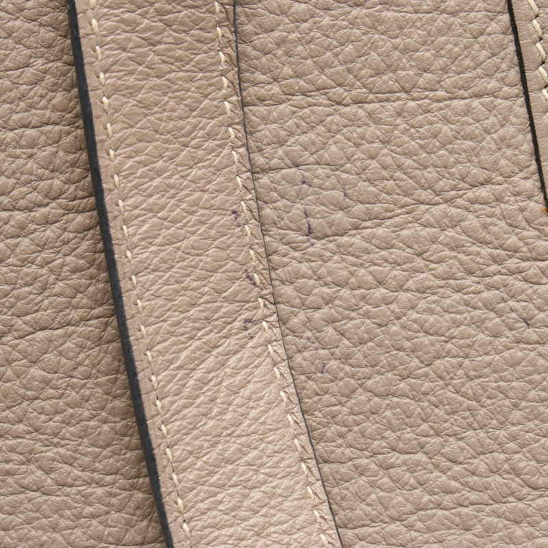 愛馬仕 Cabas35 單肩托特包,峽灣皮革,米色,灰棕色,二手,帶五金件。-6