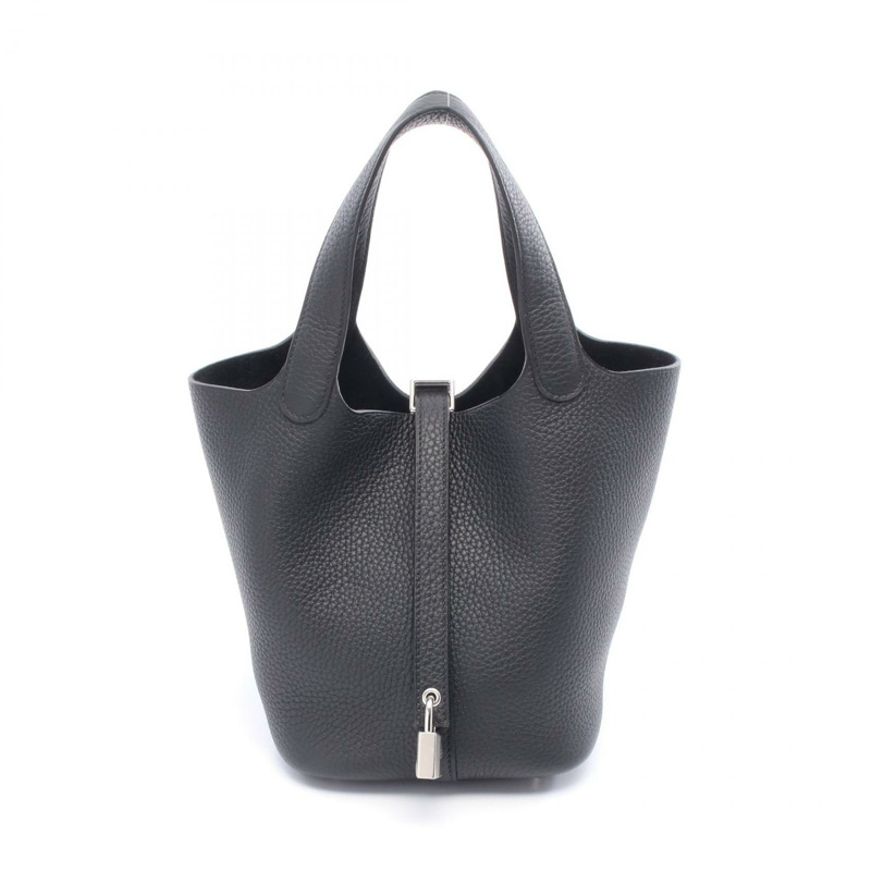 愛馬仕 Picotin Lock PM 手提包,Clemence 皮革,黑色,二手,女士款,K SHW-0