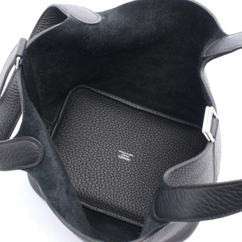 愛馬仕 Picotin Lock PM 手提包,Clemence 皮革,黑色,二手,女士款,K SHW-2