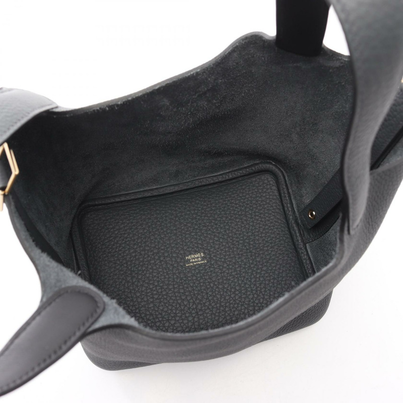 愛馬仕 Picotin Lock PM Eclat 手提包,Clemence Swift 皮革,灰色/黑色,二手,金色五金-2
