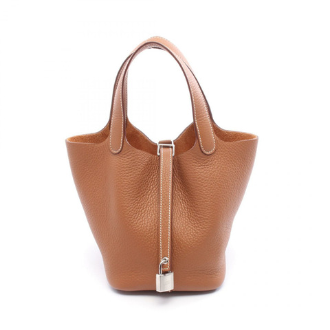 愛馬仕 Picotin Lock PM 手提包，Clemence 皮革，棕色，二手，女士 K SHW