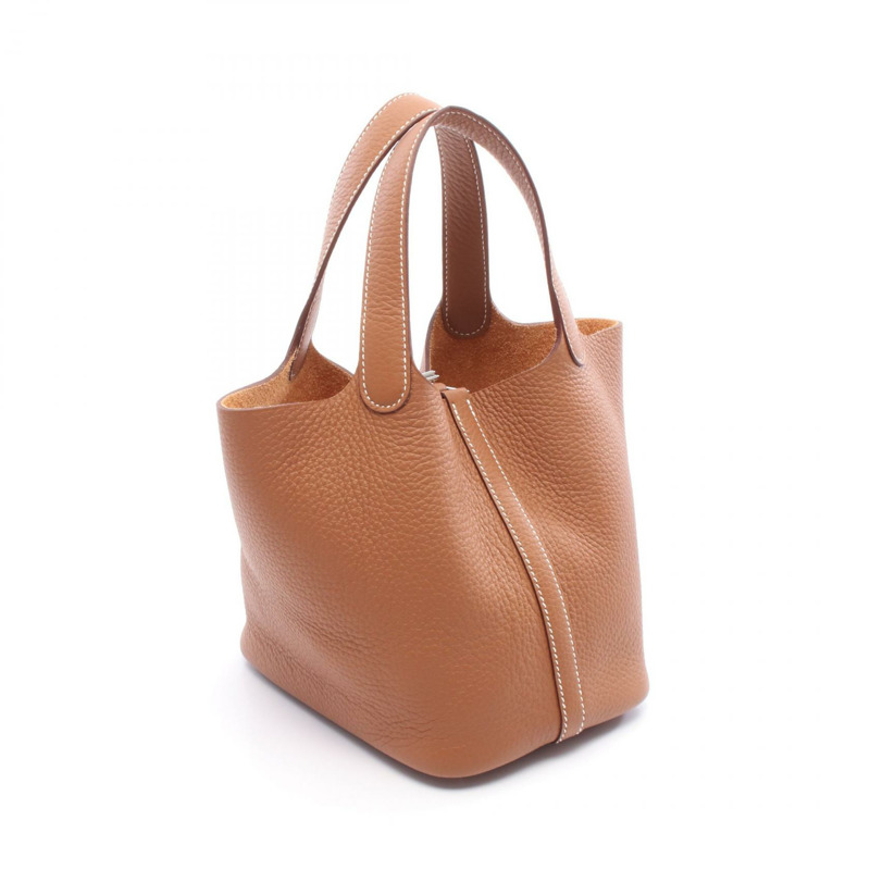 愛馬仕 Picotin Lock PM 手提包，Clemence 皮革，棕色，二手，女士 K SHW-1