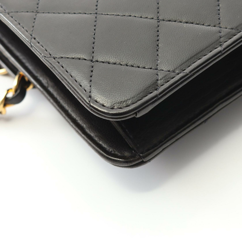 香奈兒 (CHANEL) Matelasse 單翻蓋鏈條肩背包,羊皮材質,黑色,二手,金色五金-8