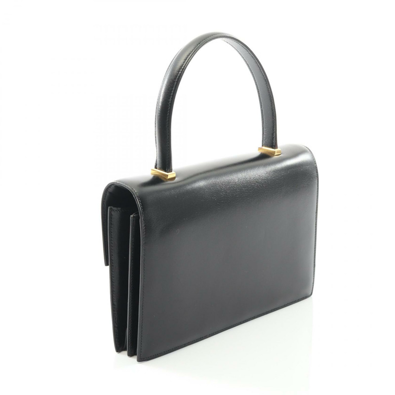 愛馬仕鋼琴包,黑色小牛皮,二手,女士,金色五金配件。-1