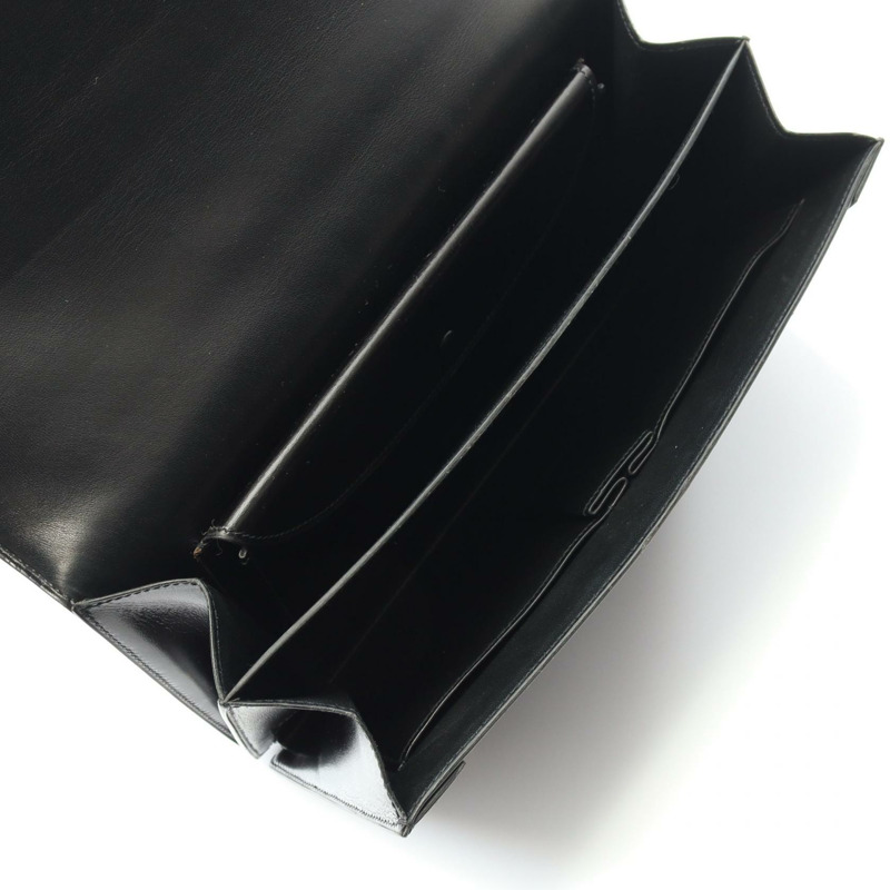 愛馬仕鋼琴包,黑色小牛皮,二手,女士,金色五金配件。-2