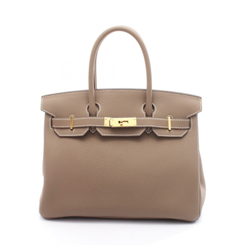 愛馬仕 Birkin 30 手提包，Togo 皮革，棕色/灰褐色，二手，女士，D 碼，金色五金