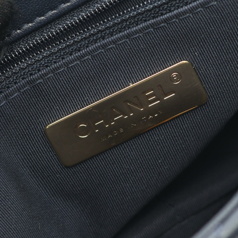 CHANEL 19 dix-neuf 馬特拉斯鏈條單肩包 AS1160 小羊皮海軍藍二手女式-3