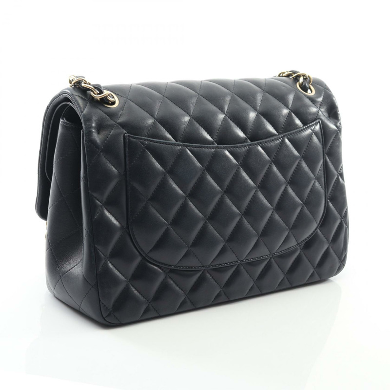 香奈兒 (CHANEL) Matelasse W 翻蓋鏈條單肩包,羊皮,海軍藍,二手,金色五金,女士-1