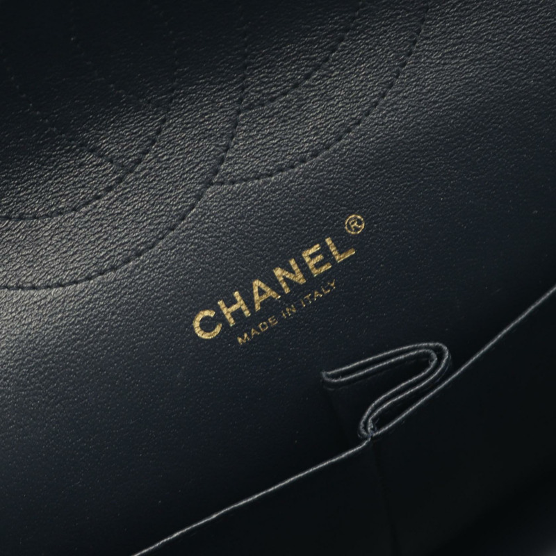 香奈兒 (CHANEL) Matelasse W 翻蓋鏈條單肩包,羊皮,海軍藍,二手,金色五金,女士-3