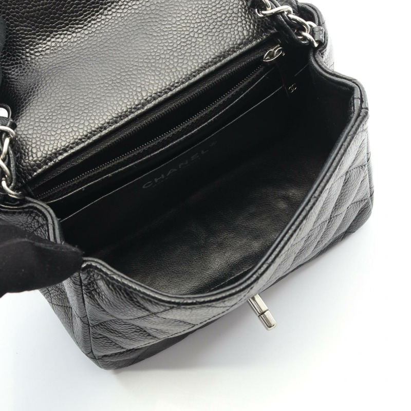 香奈兒迷你絎縫鏈條肩背斜背包，小牛皮，黑色，二手，銀色五金，Coco-2