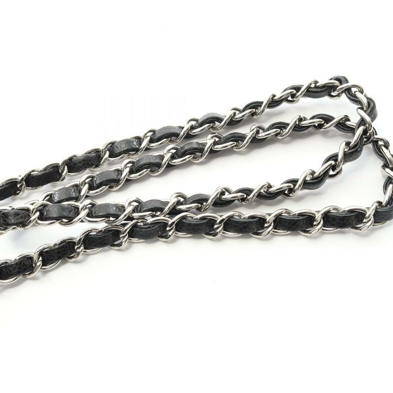 香奈兒迷你絎縫鏈條肩背斜背包，小牛皮，黑色，二手，銀色五金，Coco-8