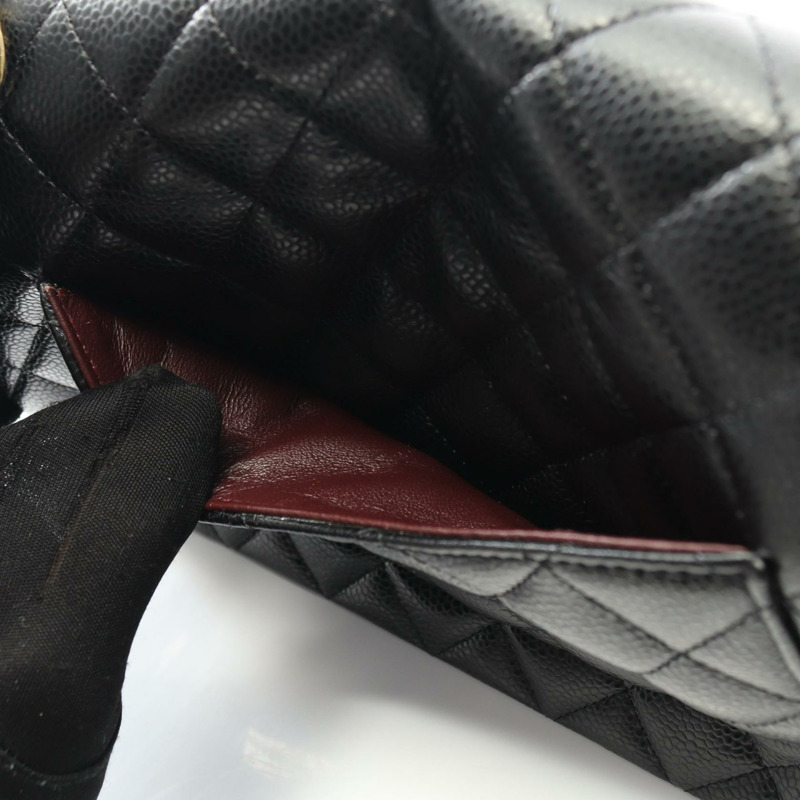 香奈兒 (CHANEL) Matelasse W 翻蓋鏈條肩背包 小牛皮 GHW 黑色 二手 女士 CC-10