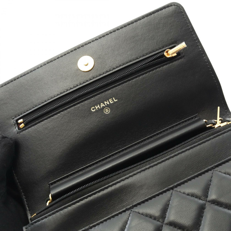 香奈兒 (CHANEL) 絎縫鏈條斜挎單肩包,羊皮材質,黑色,二手,女士款,金色五金-5