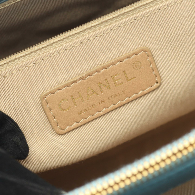 香奈兒 (CHANEL) Matelasse Grand Shopping GST 手提鏈條單肩背包,藍色皮革,金色五金-3