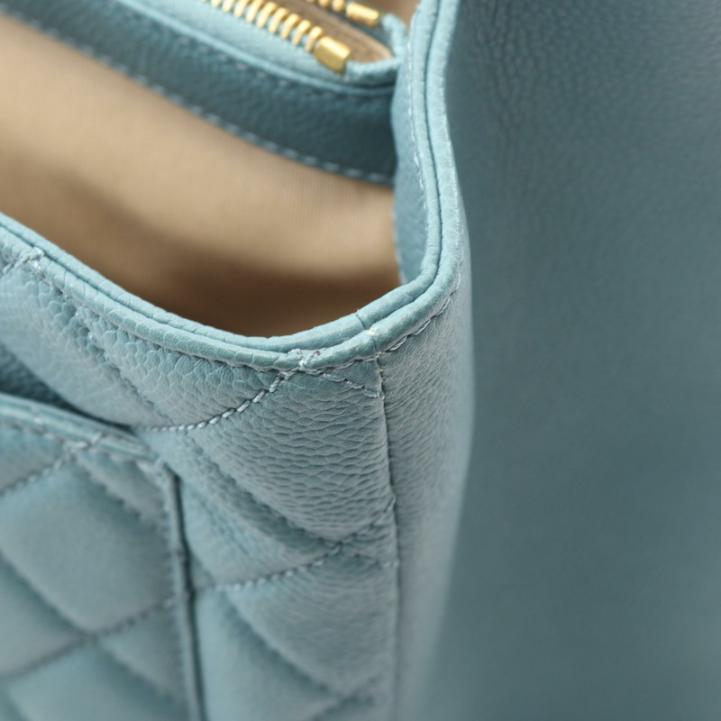 香奈兒 (CHANEL) Matelasse Grand Shopping GST 手提鏈條單肩背包,藍色皮革,金色五金-6