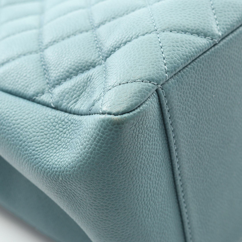 香奈兒 (CHANEL) Matelasse Grand Shopping GST 手提鏈條單肩背包,藍色皮革,金色五金-7