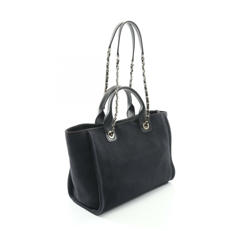 香奈兒 Deauville 小號手提單肩包 AS3257 帆布皮革 黑色 二手 女士-1