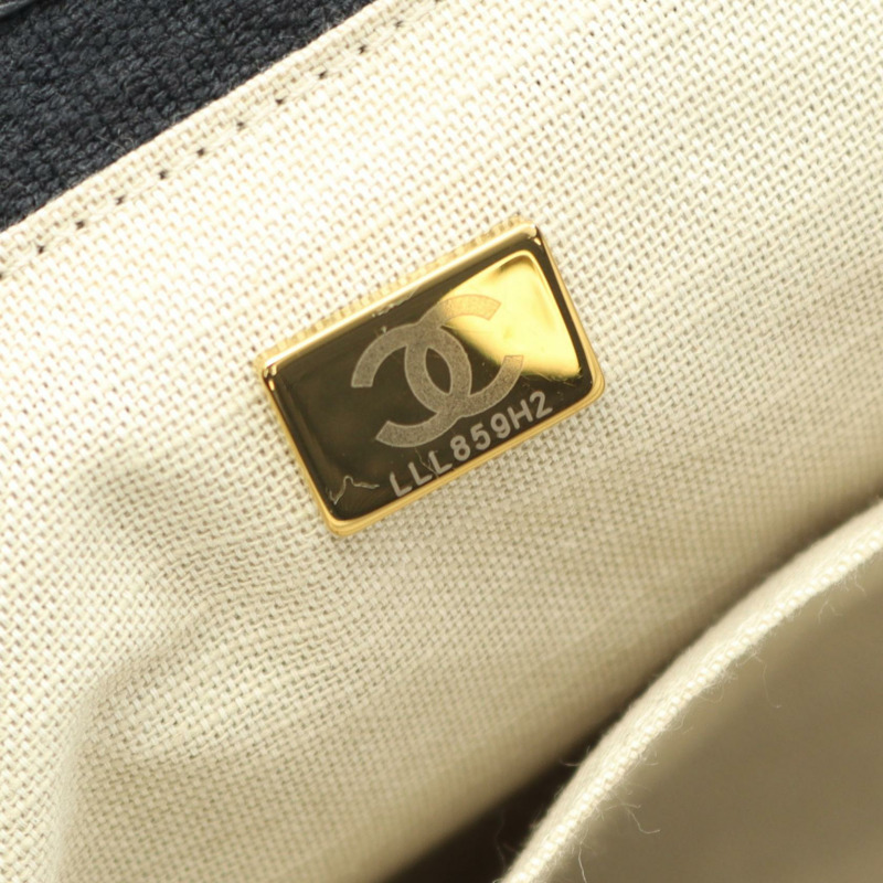 香奈兒 Deauville 小號手提單肩包 AS3257 帆布皮革 黑色 二手 女士-4