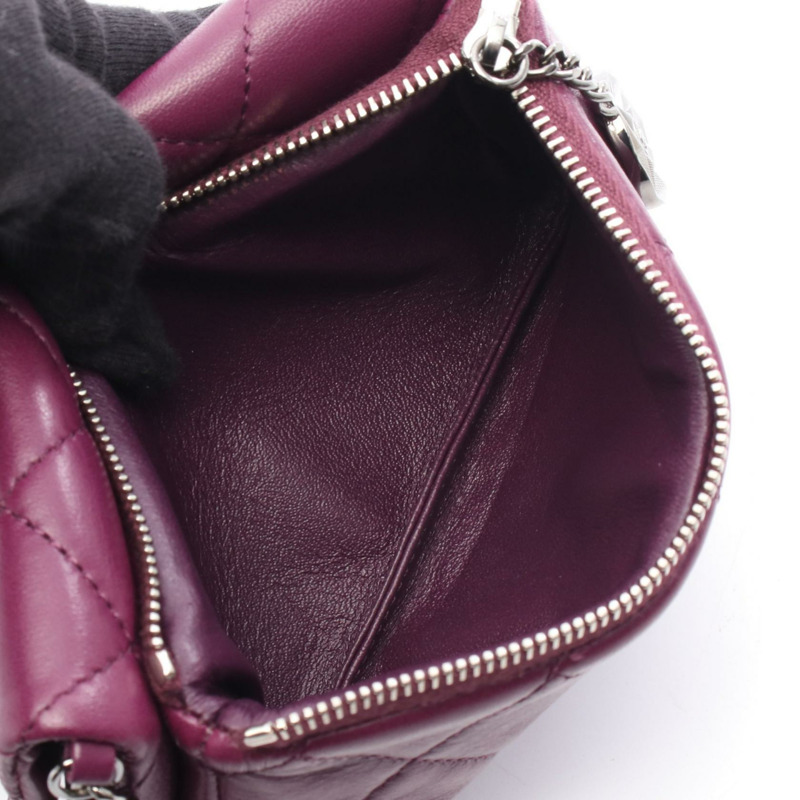 香奈兒 (CHANEL) 絎縫鏈條肩背包,紫色皮革,二手,SHW 女款-4