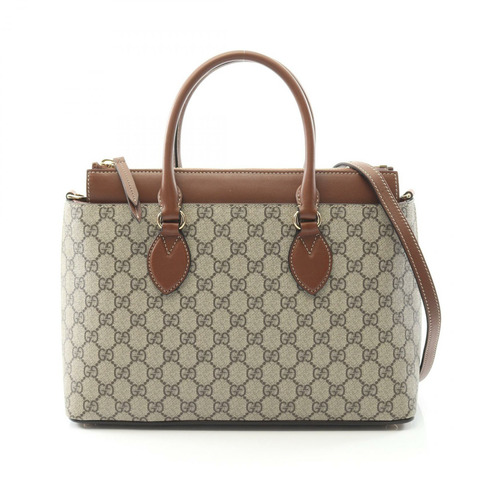 GUCCI GG Supreme 托特斜背包 779768 帆布皮革 米色棕色 二手