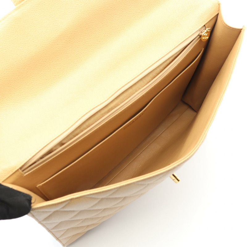 香奈兒 Matelasse 公事包,小牛皮,金五金,米色,二手,女士 CC-2