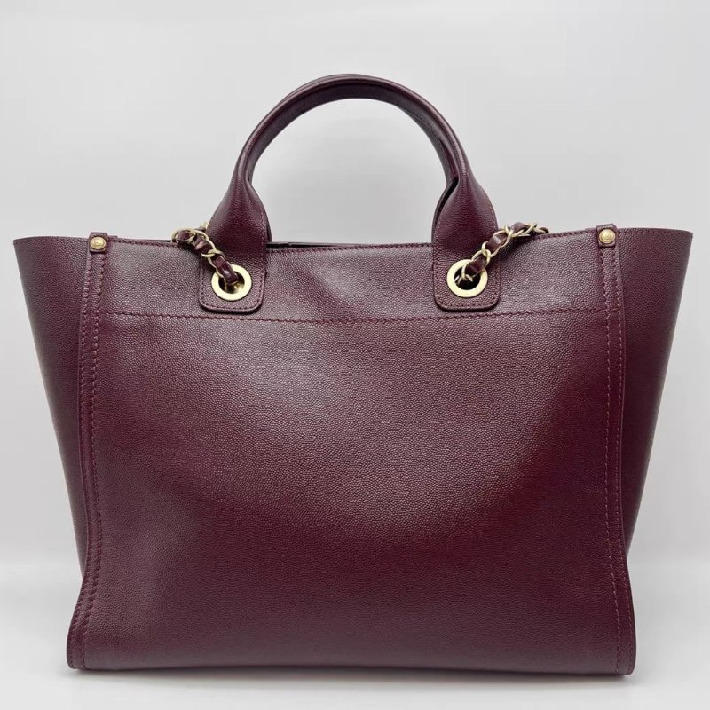 CHANEL 紅色荔枝紋牛皮沙灘包 33*28*6.5 99新 配件塵袋保卡-5