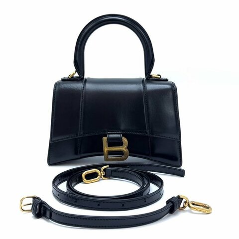 BALENCIAGA XS黑金手提斜背沙漏包 19*12*7 98新配件塵袋