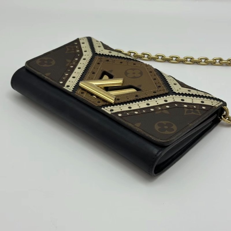 LV 拼色老花twist woc肩背斜背鏈條包19*12*3.5 98新配件塵袋-4