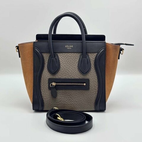 CELINE 拼色笑臉手提肩背斜背包20*19.5*10 98新配件塵袋