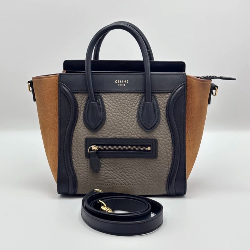 CELINE 拼色笑臉手提肩背斜背包20*19.5*10 98新配件塵袋-0