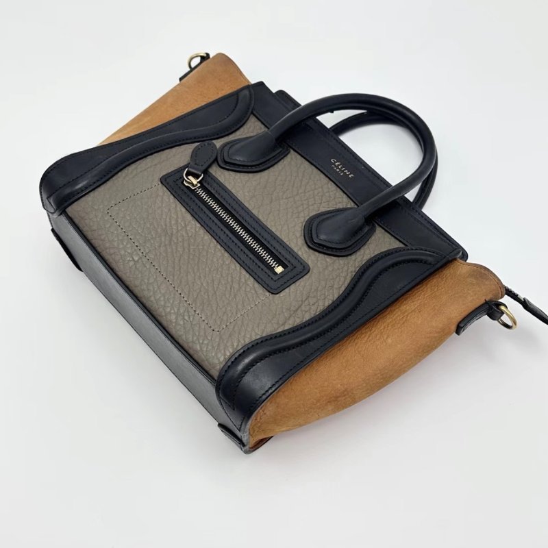 CELINE 拼色笑臉手提肩背斜背包20*19.5*10 98新配件塵袋-4