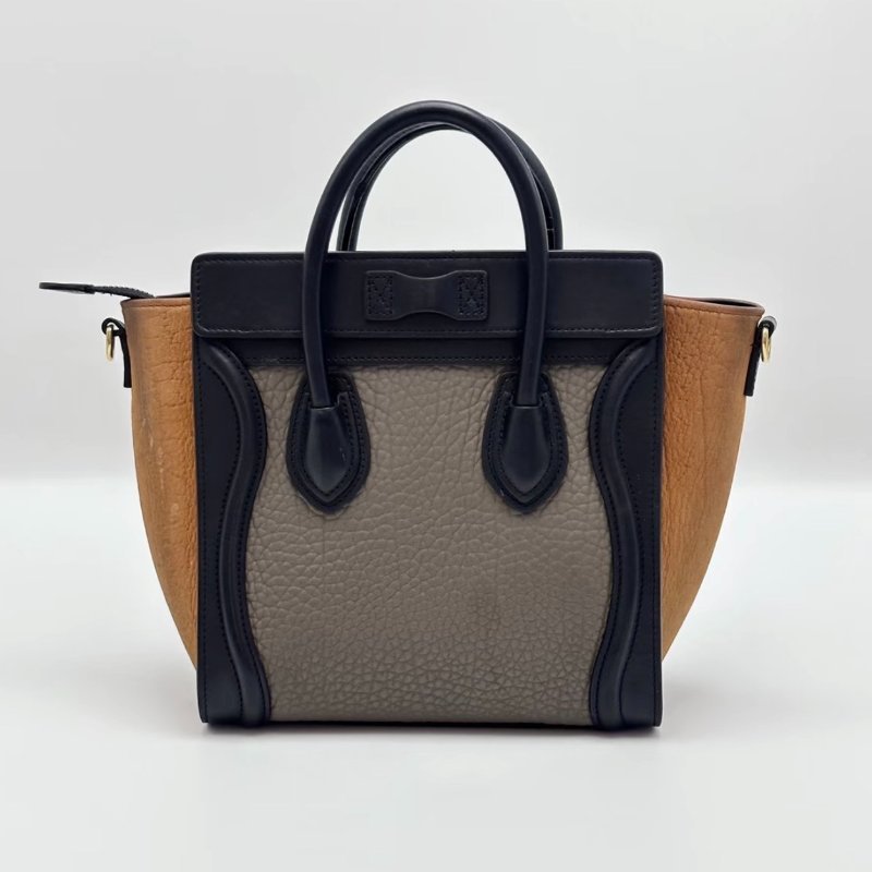 CELINE 拼色笑臉手提肩背斜背包20*19.5*10 98新配件塵袋-5