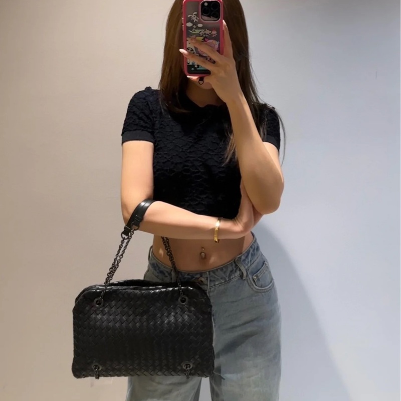 BOTTEGA VENETA Nappa Intrecciato Duo 灰黑 肩背包 手提包 側背包 斜背包-3