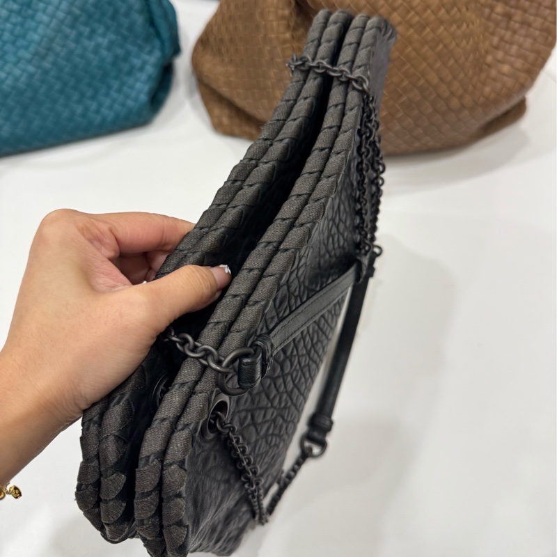 BOTTEGA VENETA Nappa Intrecciato Duo 灰黑 肩背包 手提包 側背包 斜背包-9