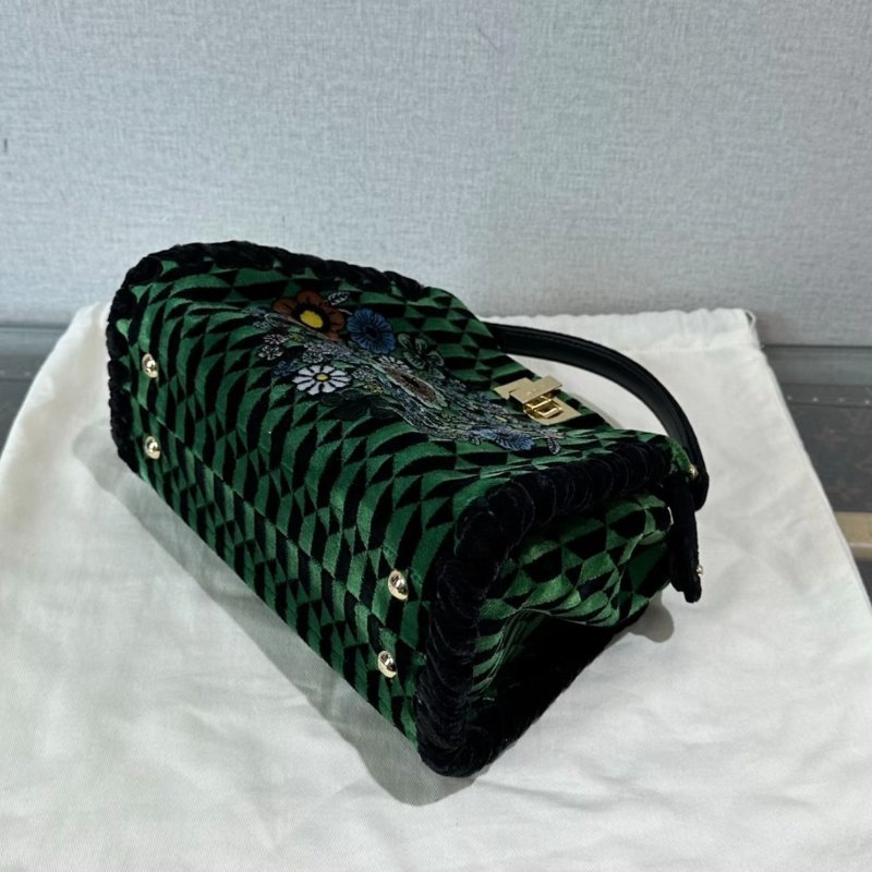 FENDI peekaboo絲絨刺繡金扣帶小號 23*17*10 全新閒置配件塵袋-2