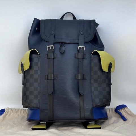 LV 拼色水波紋後背包34*43*12 98新配件塵袋